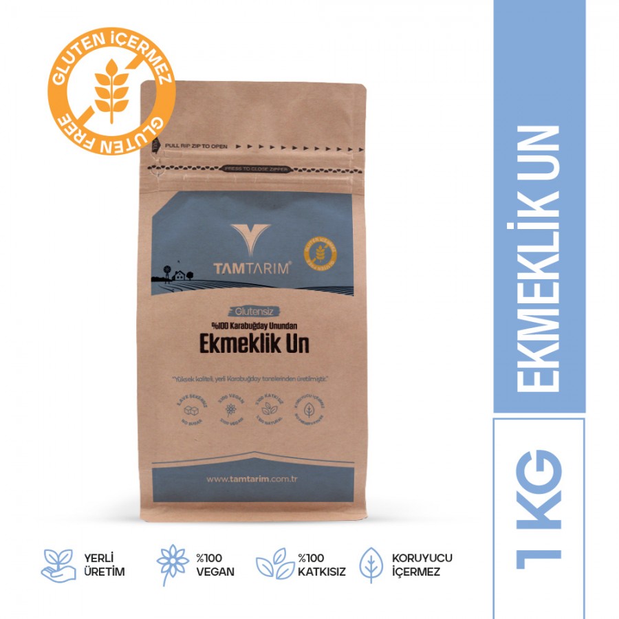 Glutensiz %100 Tam Çiğ Karabuğday Unundan Ekmeklik Un 1 Kg 